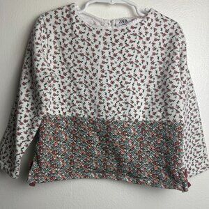 Zara Girls Floral Knit Sweater Long Sleeve Top size 4-5 years